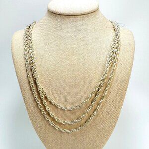VTG Sterling Silver 925 Triple Nesting Rope Chain Necklace 18- 20" Length